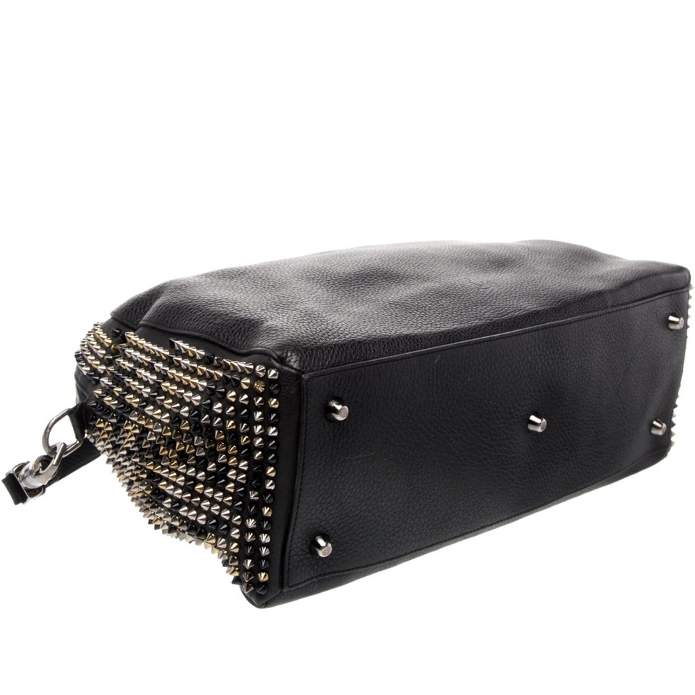 CHRISTIAN LOUBOUTIN Oversized Spiked Carryall Boston Bag Black Silver Gold Studs - Picture 9 of 10